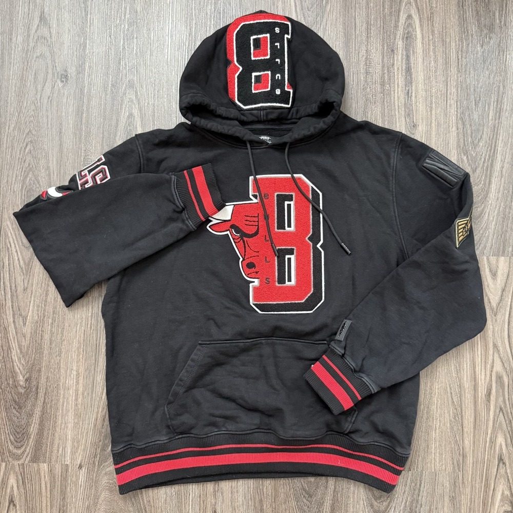 Pro Standard Chicago Bulls 6x Champions Black Mash Up Hoodie 2XL Heavy Thick - Picture 2 of 12